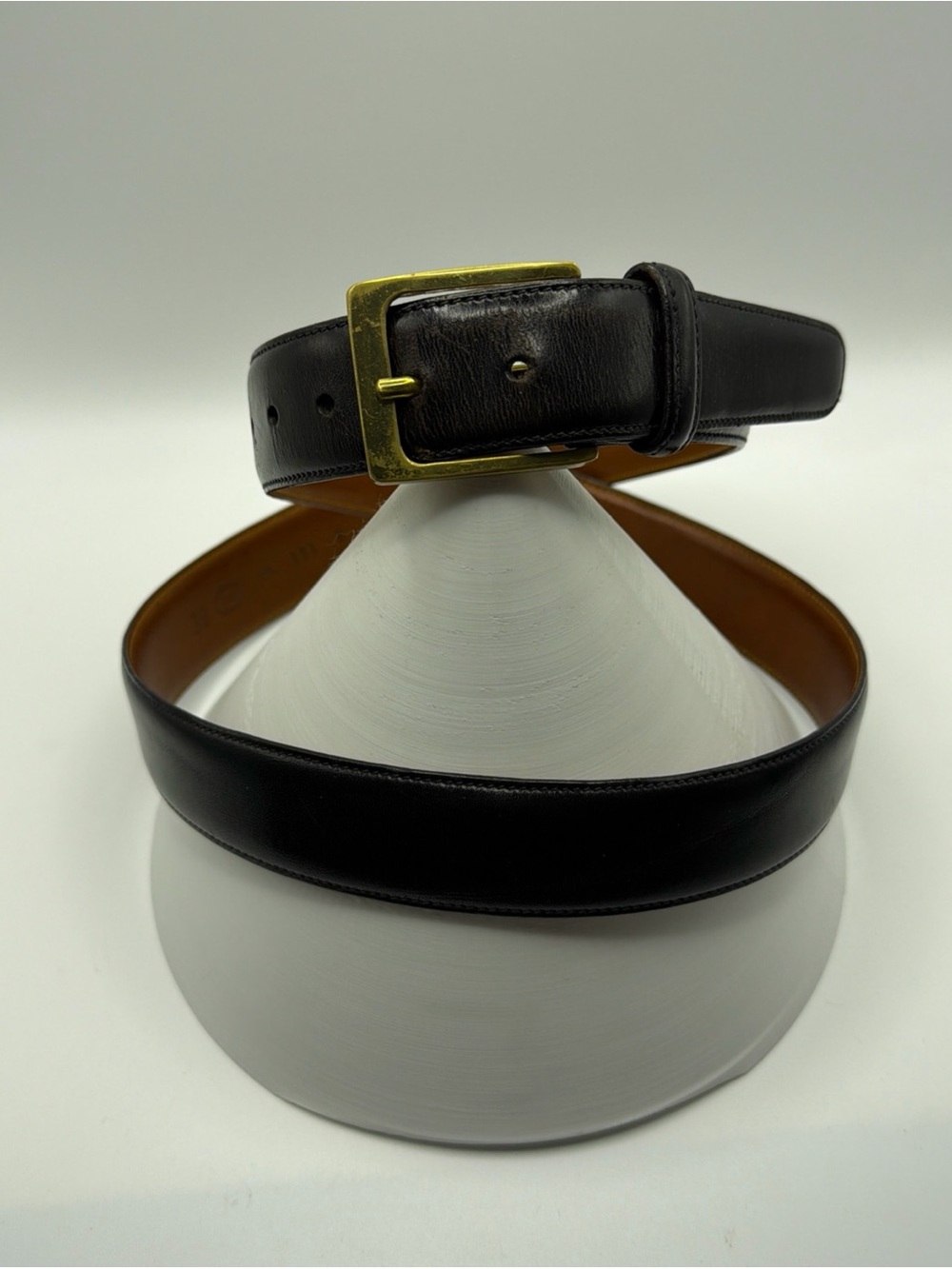 Trafalgar Cortina Black Leather Dress Belt - Made in USA - Men's Size 36